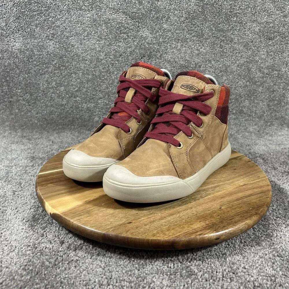Keen Elena Mid Women’s Size 5 Brown Leather Red Plaid Casual Winter Shoes Used